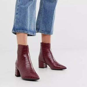 New Look Elegant -Classic Women's Ankle Boots, Dark Red,Size 8/41
